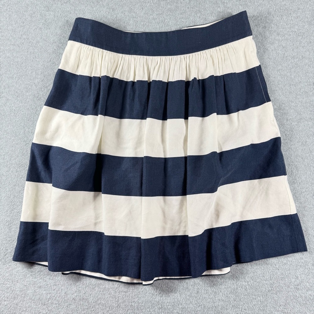 Banana Republic Linen Blend Nautical Linen Blend Flared Navy/White Stripes Sz 4